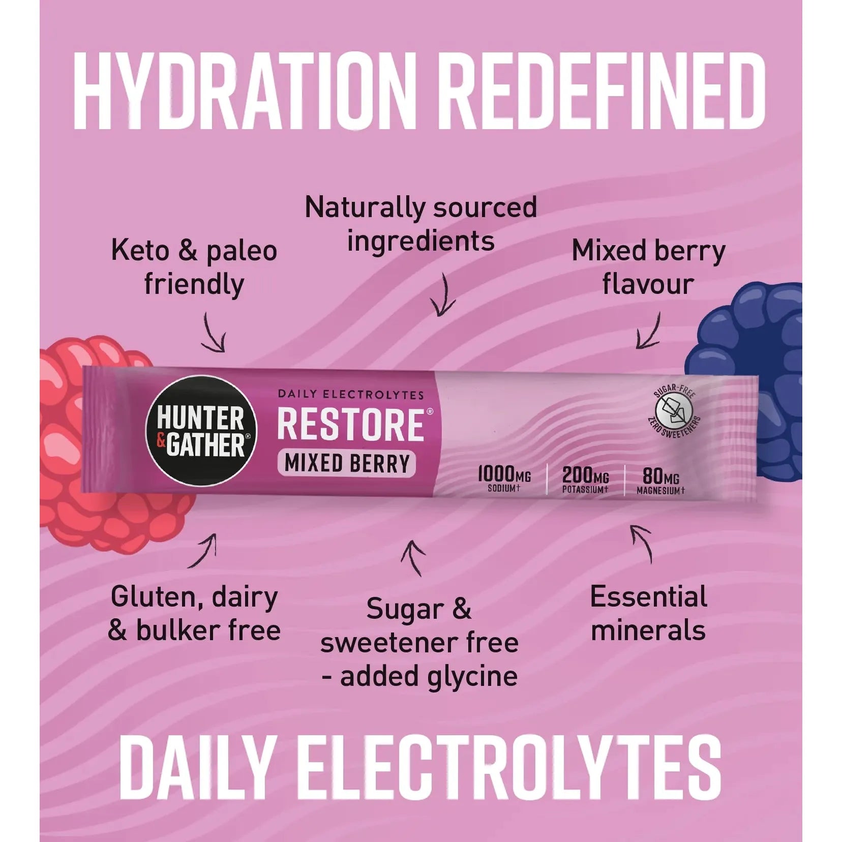Hunter & Gather Restore Electrolytes - Mixed Berry 30 pack
