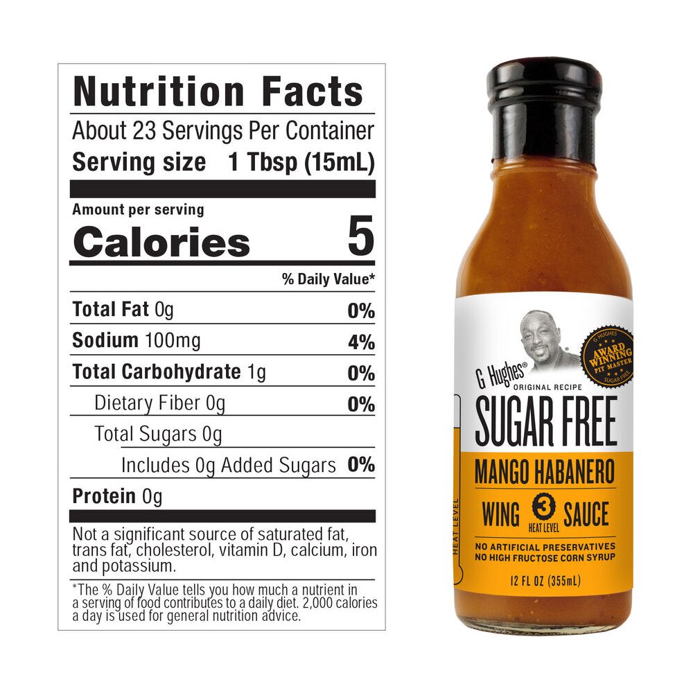 G Hughes Sugar Free Wing Sauce - Mango Habanero 355ml