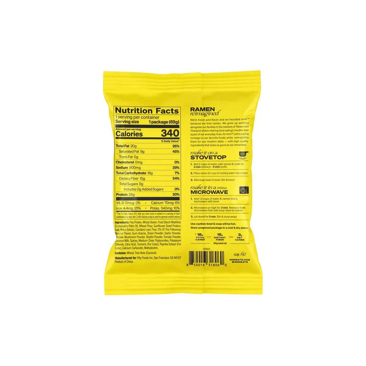 immi Tom Yum Shrimp Low Carb Ramen 69g
