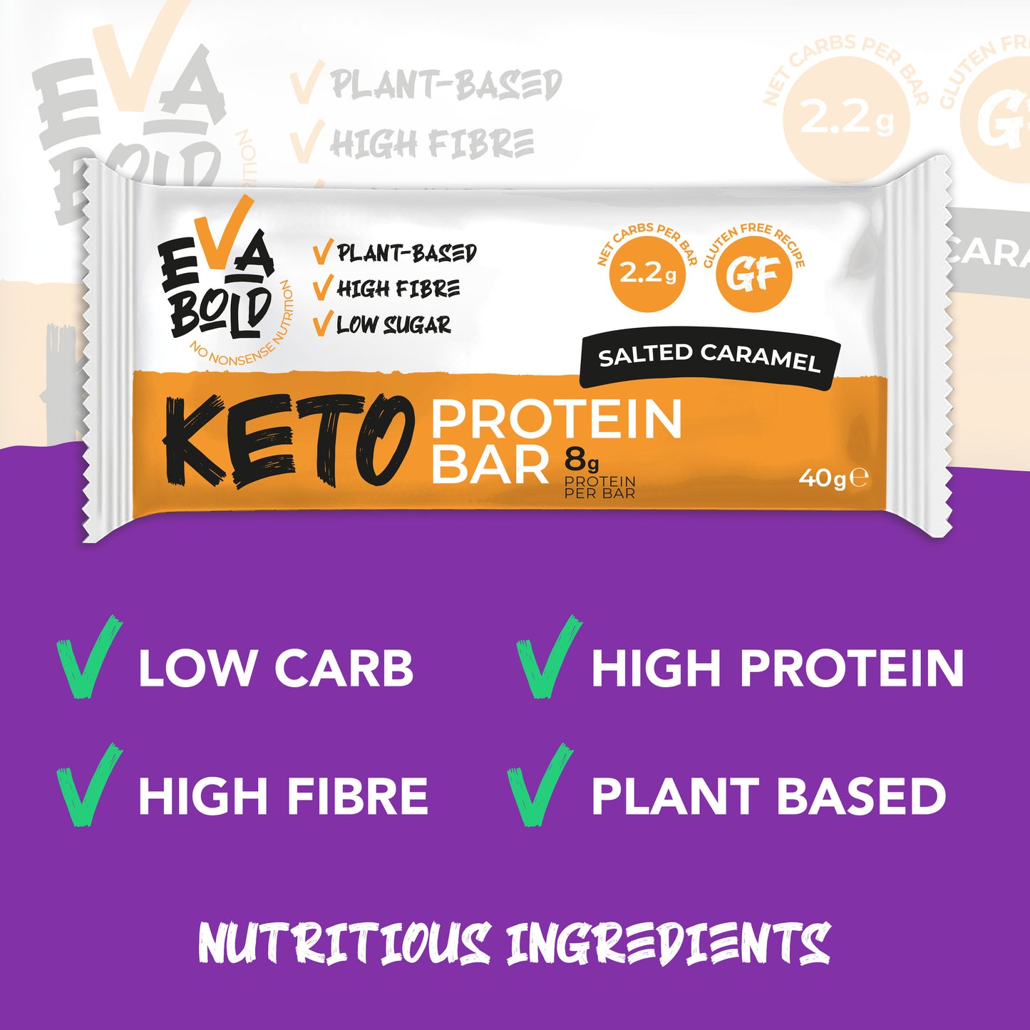Eva Bold Salted Caramel Keto Bar 40g