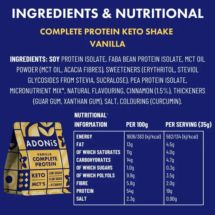 Adonis Vanilla Keto Protein Shake 350g