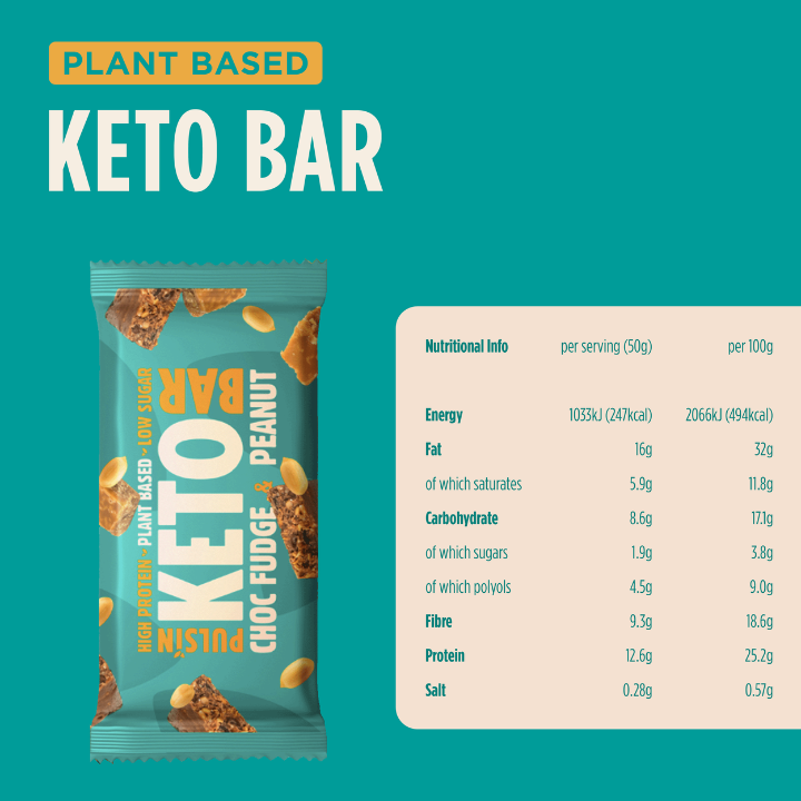 Pulsin Choc Fudge & Peanut Keto Bar 50g