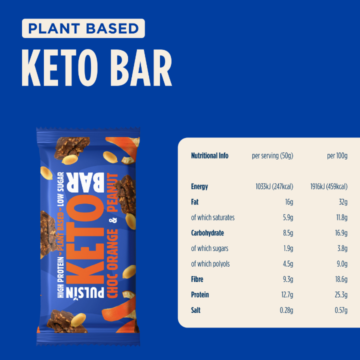 Pulsin Orange Choc & Peanut Keto Bar 50g