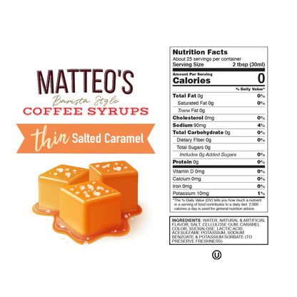 Matteo's Keto Coffee Syrup - Salted Caramel 750ml