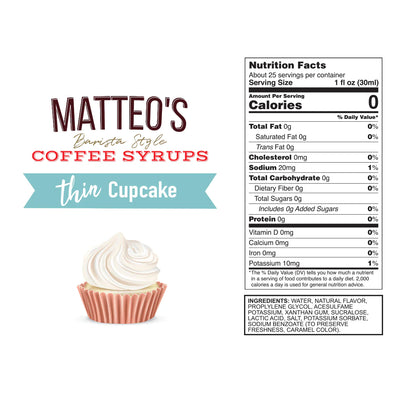 Matteo's Keto Coffee Syrup - Cupcake 750ml