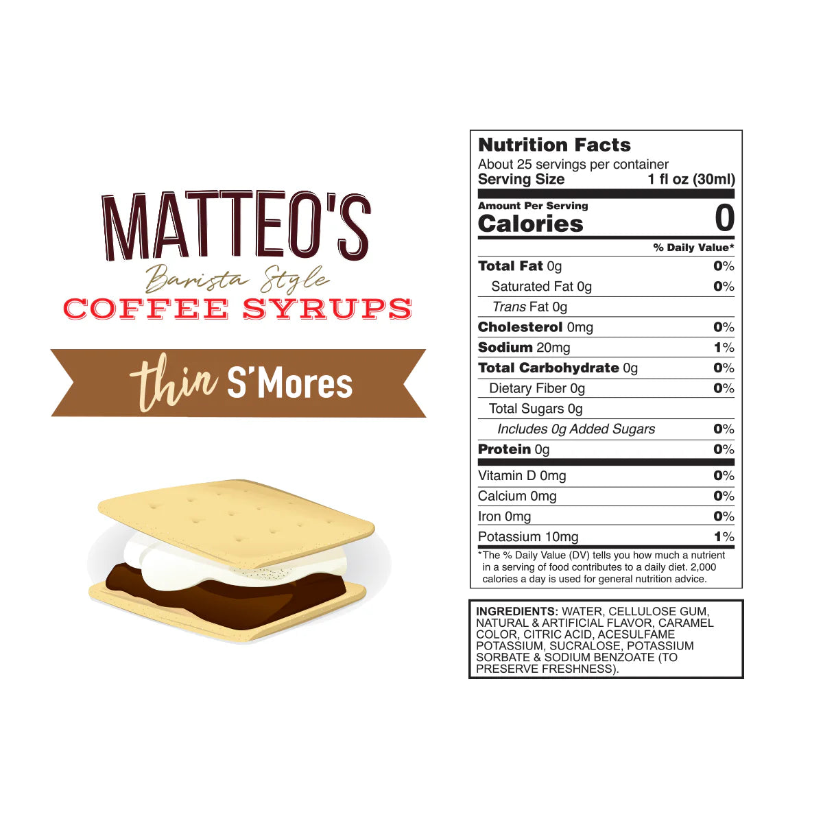 Matteo's Keto Coffee Syrup - S'mores 750ml