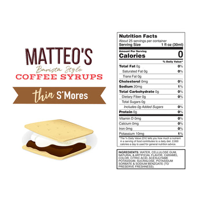 Matteo's Keto Coffee Syrup - S'mores 750ml