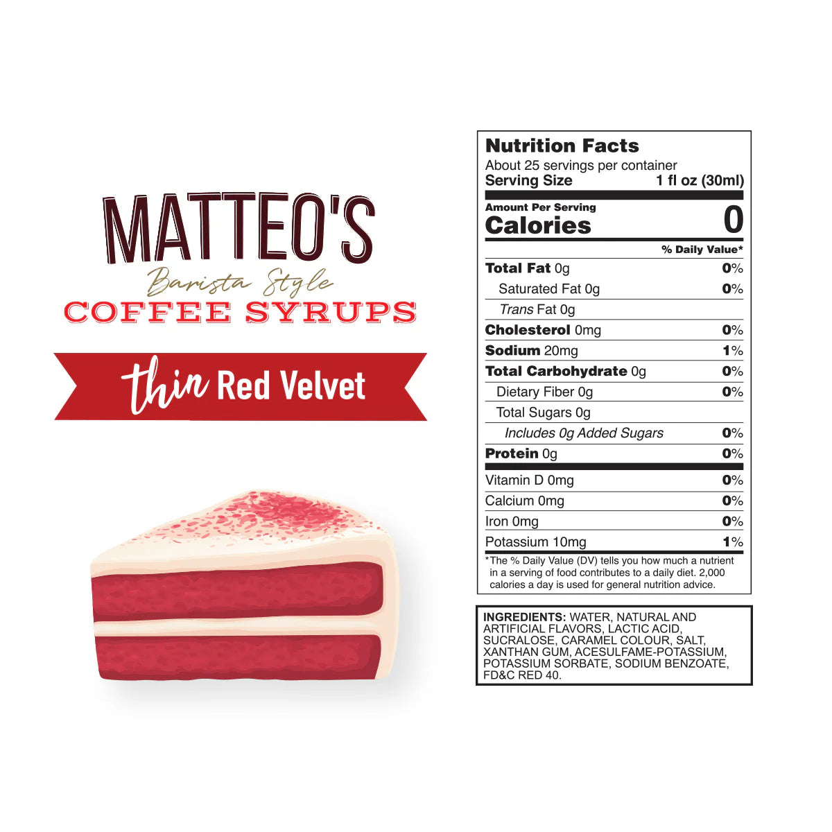 Matteo's Keto Coffee Syrup - Red Velvet 750ml