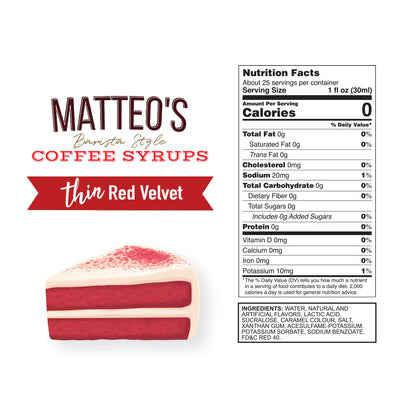 Matteo's Keto Coffee Syrup - Red Velvet 750ml