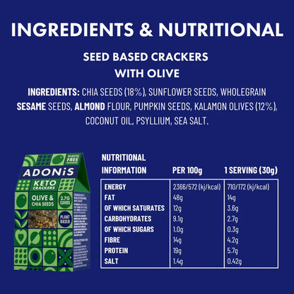 Adonis Olive & Chia Seeds Keto Crackers 60g