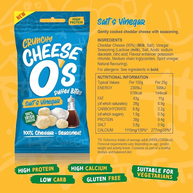 Cheese O's Crunchy Puffed Bites - Salt & Vinegar 25g