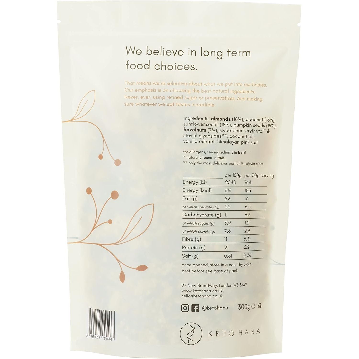 Keto Hana Vanilla & Pink Sea Salt Granola 300g