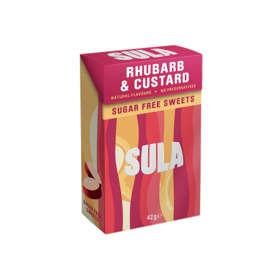 Sula Sugar Free Sweets - Rhubarb & Custard 42g