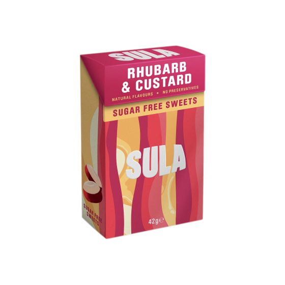 Sula Sugar Free Sweets - Rhubarb & Custard 42g