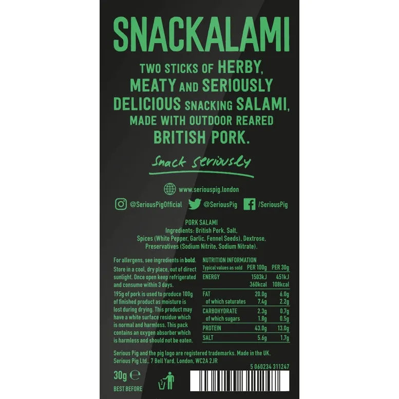 Serious Pig Snackalami Wild Fennel Salami 30g