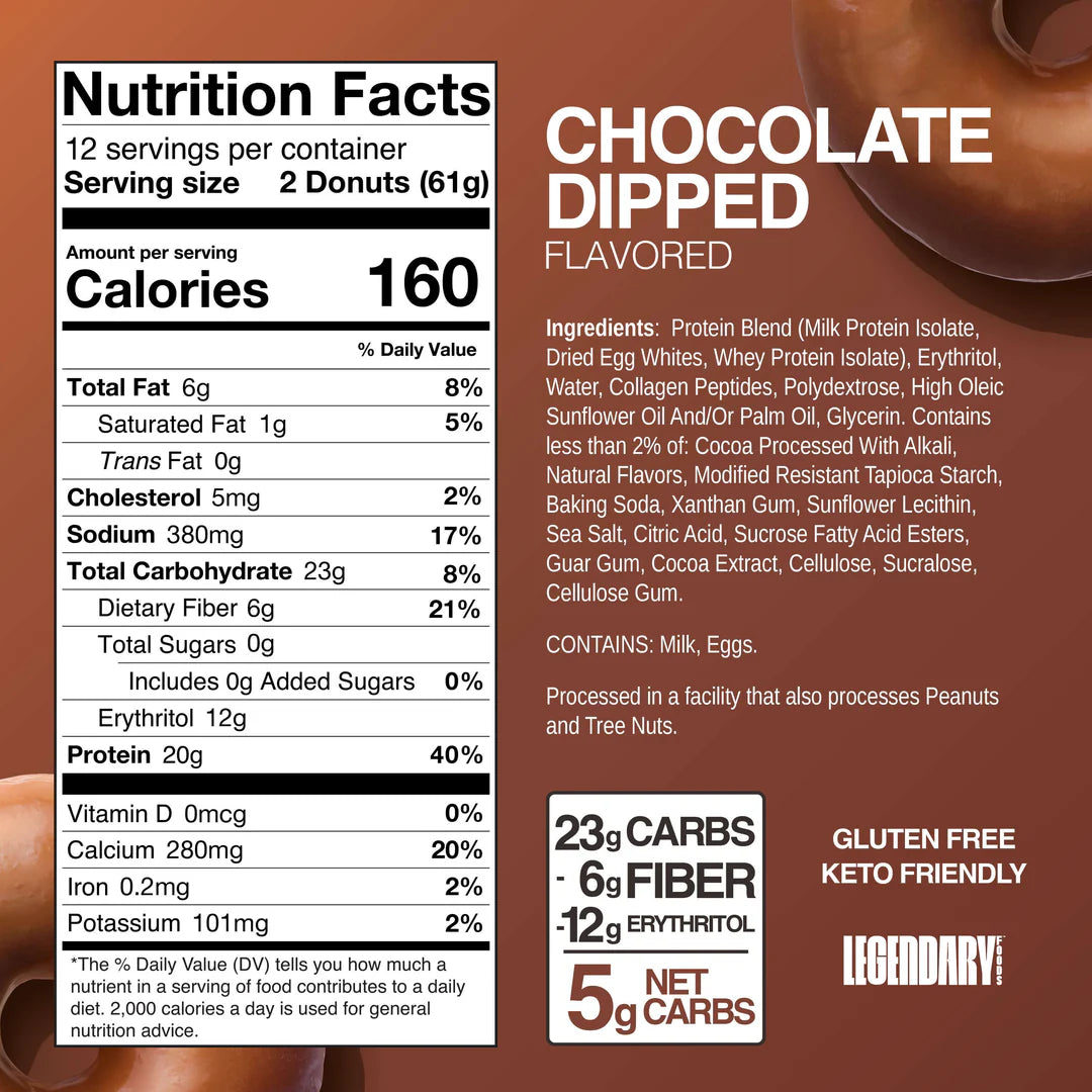 Legendary Foods - Chocolate Dipped Protein Donuts 61g