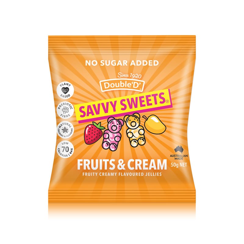 Savvy Sweets Fruits & Cream Bears 50g