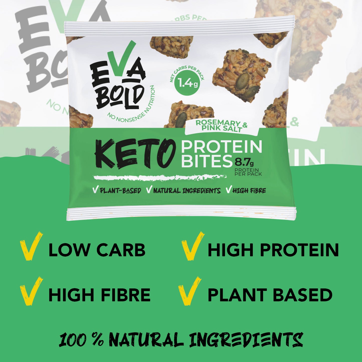 Eva Bold Rosemary & Pink Sea Salt Keto Crackers 30g