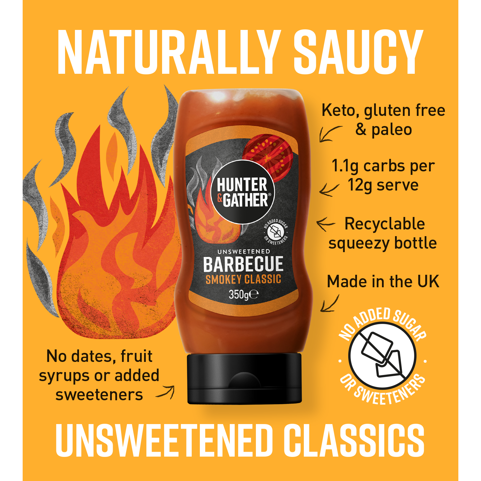 Hunter & Gather Unsweetened BBQ Sauce 350g