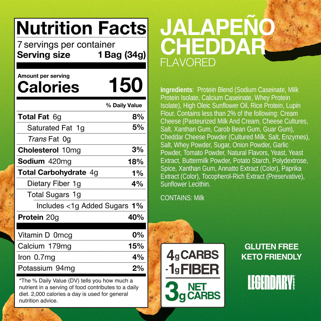 Legendary Foods - Jalapeño Cheddar Popped Protein Chips 34g
