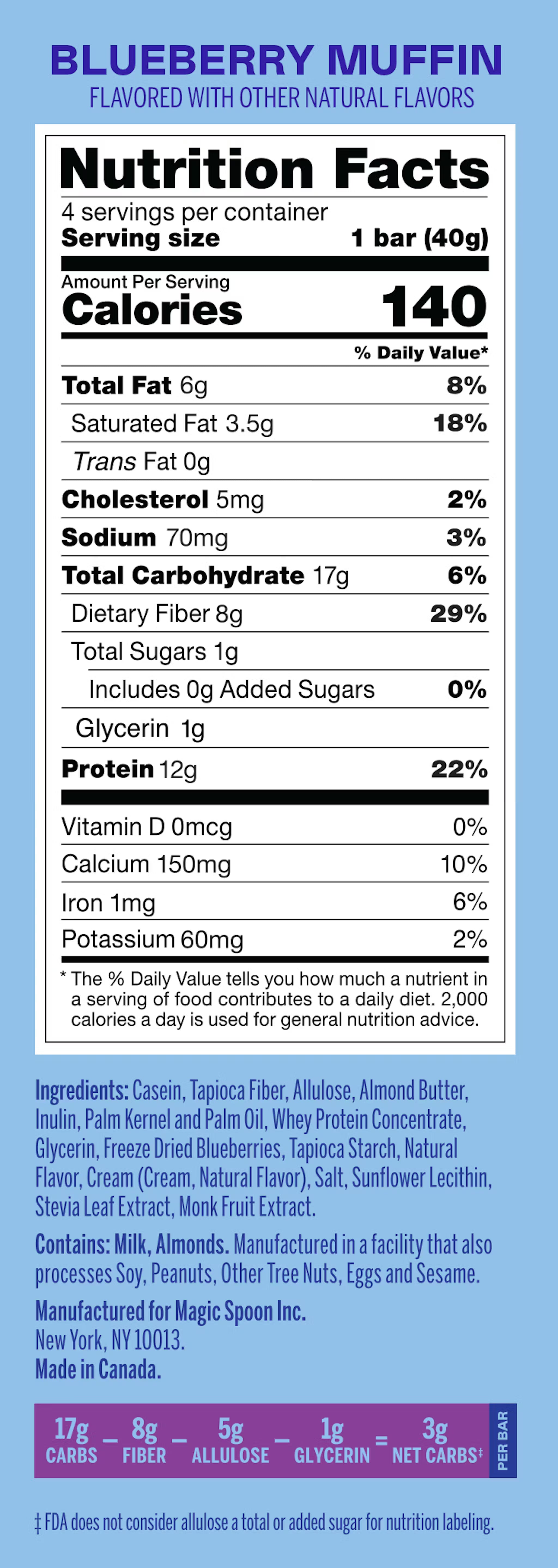 Magic Spoon Treats - Blueberry Muffin Protein Cereal Bar 40g