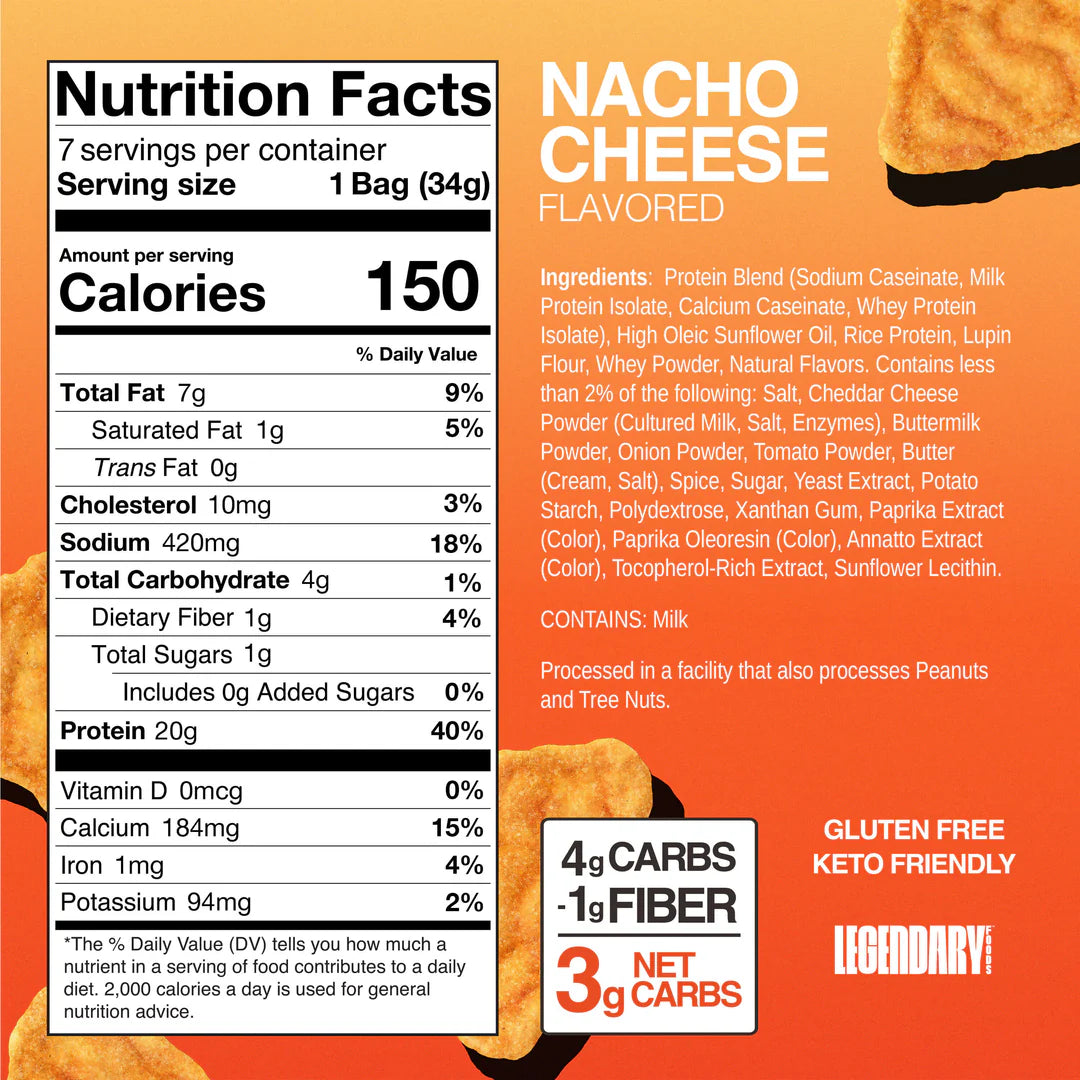 Legendary Foods - Nacho Cheese Popped Protein Chips 34g