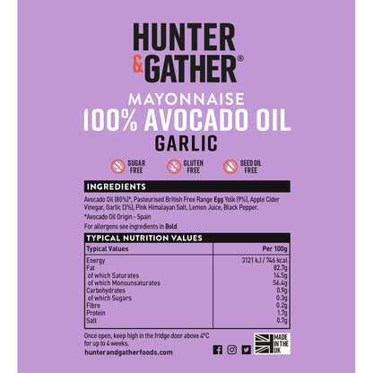Hunter & Gather Avocado Oil Mayonnaise - Garlic 175g