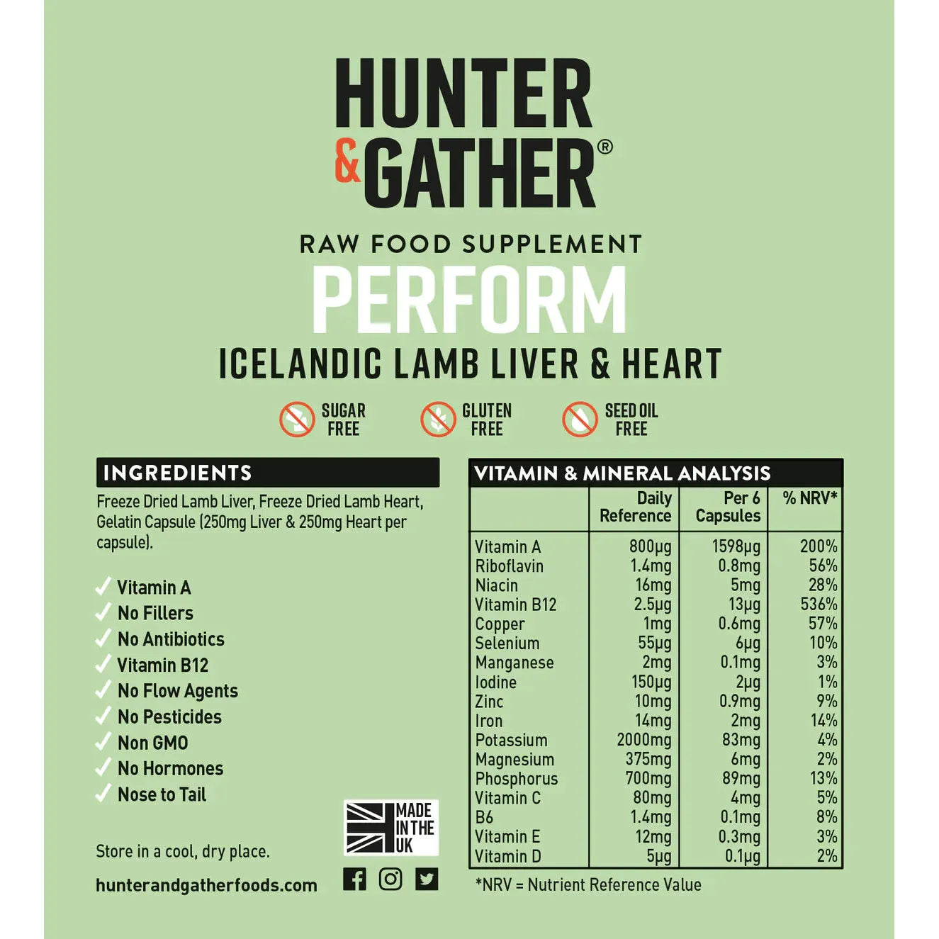 Hunter & Gather Perform Liver & Heart 90 Capsules