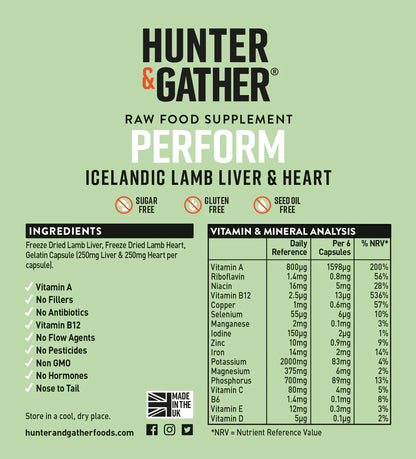 Hunter & Gather Perform Liver & Heart 180 Capsules