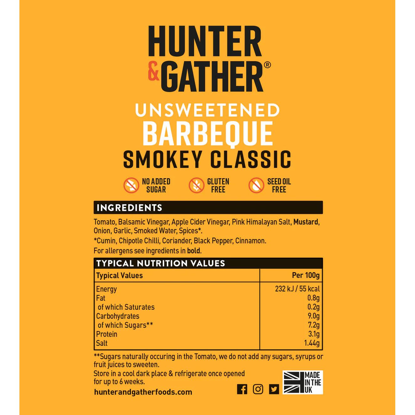 Hunter & Gather Unsweetened BBQ Sauce 350g