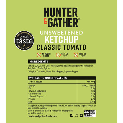 Hunter & Gather Unsweetened Tomato Ketchup 350g