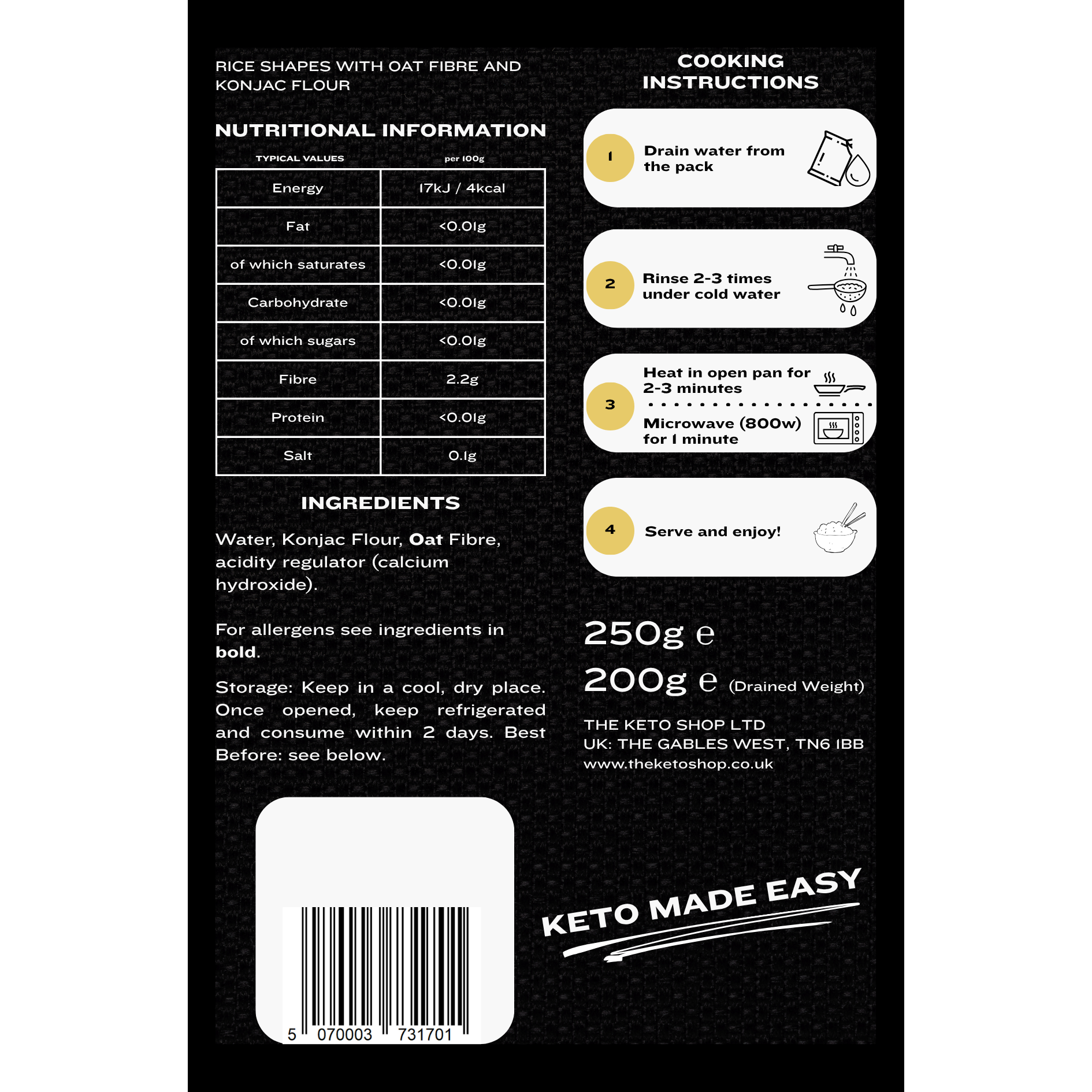 The Keto Shop Zero Carb Rice 250g