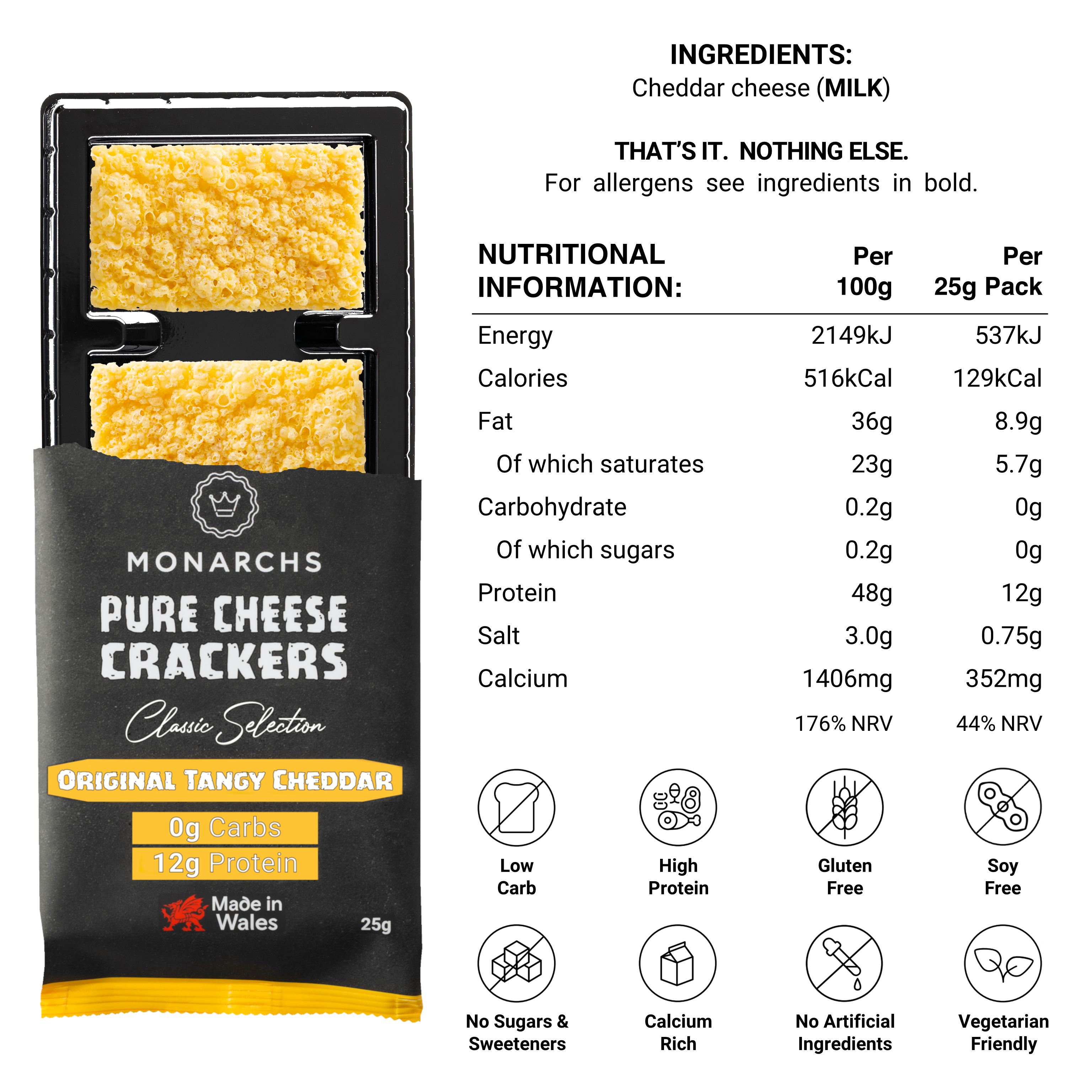 Monarchs Cheddar Cheese Crackers - Original Tangy Cheddar 25g