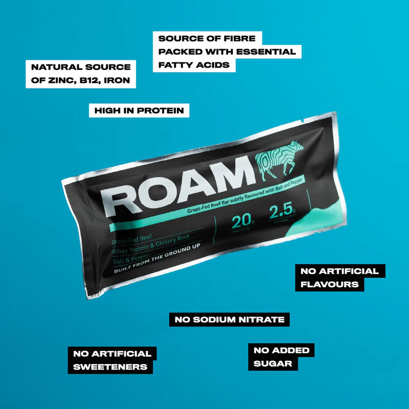 ROAM Salt, Pepper & Porcini Grass Fed Beef Bar 45g