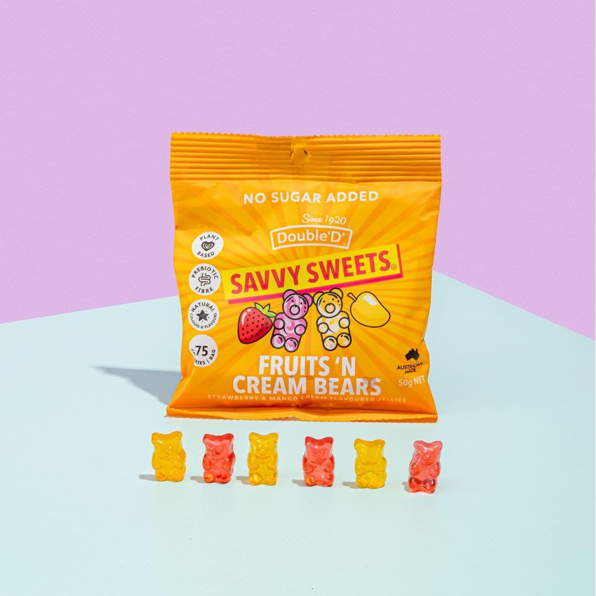 Savvy Sweets Fruits & Cream Bears 50g