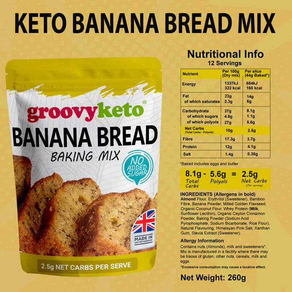 Groovy Keto Banana Bread Low Carb Baking Mix 260g