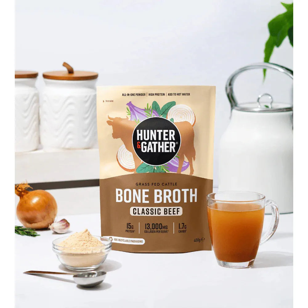 Hunter & Gather Grass Fed Cattle Bone Broth - Classic Beef 400g