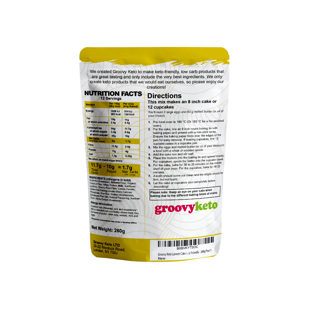 Groovy Keto Lemon Cake Low Carb Baking Mix 260g