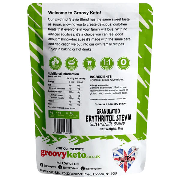 Groovy Keto Granulated Erythritol & Stevia Blend 1kg