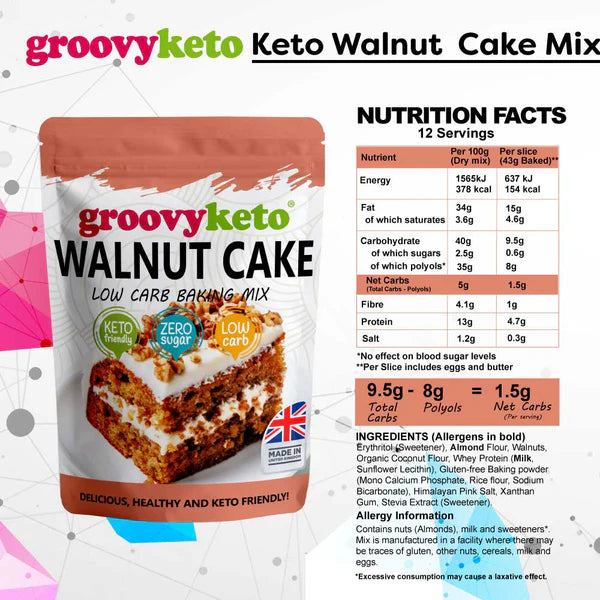 Groovy Keto Walnut Cake Low Carb Baking Mix 280g