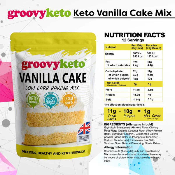 Groovy Keto Vanilla Cake Low Carb Baking Mix 260g