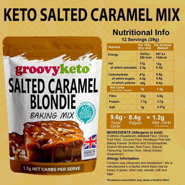 Groovy Keto Salted Caramel Blondie Low Carb Baking Mix 245g